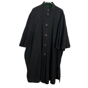 Tyroler Loden Coat Womens 38 Gray Charcoal Button Up Wool Blend Long Vintage